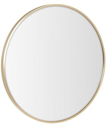 LOLAhome Espejo de Pared Redondo con Marco de Aluminio Dorado de 60 cm