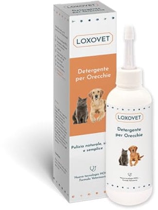 LOXOVET - Detergente per Orecchie, per Pulizia Auricolare di Cani e Gatti, Contro Cerume, Sporco, Acari, Cattivi Odori, Aiuta a Lenire Il Prurito e Previene Le Infiammazioni, 100ml