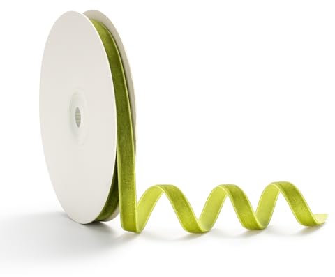 AOKSUNOVA Samtband Geschenkband Samt 1cm x 9m Schleifenband Samt Band Geschenkbänder Samtbänder Olive Grün