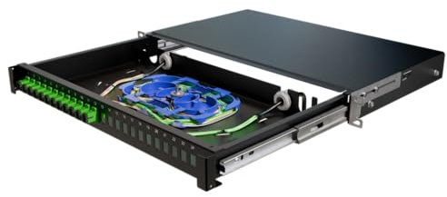 STALFLEX Rack Montage Glasfaser Anschlussdose Verteilerkasten STANDARD 19 Zoll 1U 24x Duplex LC/PC - Einfache Organisation von Glasfaserkabeln - Aus Stahl - Ideal für den Netzwerkschrank