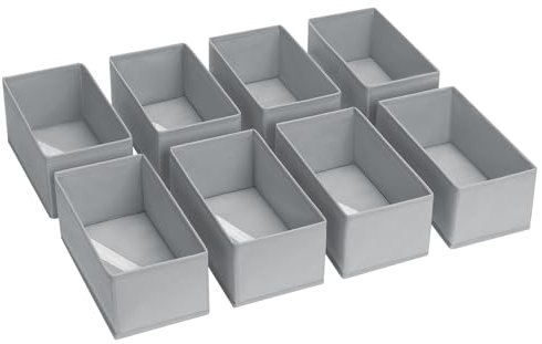 DIMJ Schubladen Organizer Kleiderschrank Organizer - Schrank Organizer Stoff, Pax Organizer Faltbare Malm Organizer für Krawatte, Baby Kleidung, Unterwäsche, Kinder Socken, 8 Stück(Hellgrau)