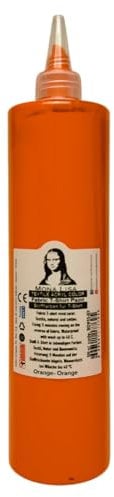 Tinte para tela de 500 ml. Pintura textil resistente al lavado. Color para camiseta para tejidos claros. Lavable a máquina, resistente al lavado. Pintura textil, color de tela (naranja)