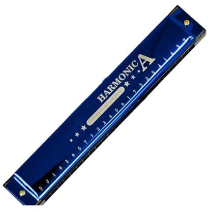 Mundharmonika Polyphone Mundharmonika mit 24 Löchern in C-Dur für Anfänger(Blue)