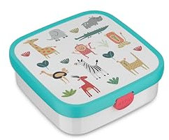 Mepal - Fiambrera Bento Grande Campus - Bento Box para Niños - Incluye 2 cajas Bento extraíbles y Tenedor - Las Cajas Bento son aptas para Microondas - 2x 200 + 1250 ml - Animal Friends