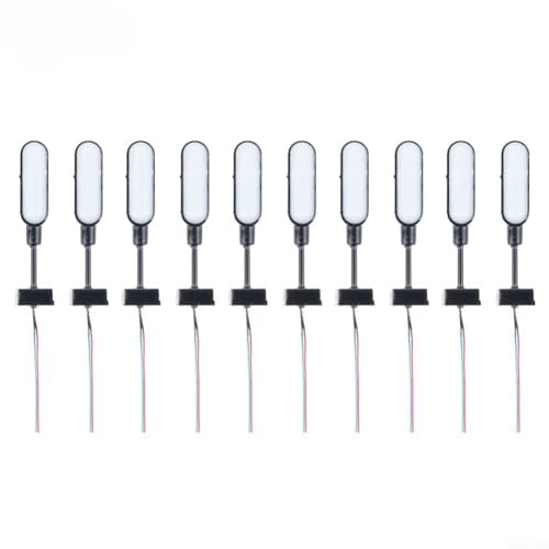 Besttoolifes Modelleisenbahn-Lichter-Set mit Gittermast, LED-Plattform-Licht-Set für Spur N 28 mm Höhe, 3 V DC/AC 20 mA mit Serienwiderständen für 12–16 V Anschluss, 10 Stück (schwarz)