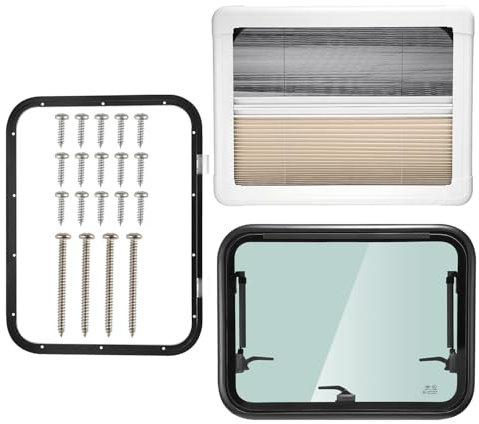 ISINEVER Wohnmobilfenster Ausstellfenster 600 x 450mm Wohnmobil Fenster Seitenfenster mit integriertem Rollo und Fliegengitter für RV Wohnwagen, Kastenwagen, Van, Camper, Auto, Bus, Boot