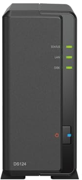 Synology DiskStation DS124 NAS Server with RTD1619B 4-Core 1.7GHz CPU, 1GB Memory, 2TB SSD Storage, 1 x 1GbE LAN Port, DSM Operating System