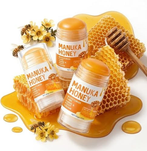 Manuka Honey Heel Balm Stick for Cracked Heel Repair, 40g*3 Tube | Intensive Foot Cream & Hand Cream for Very Dry Skin, Moisturising Stick for Hard Skin, Portable Foot Balm