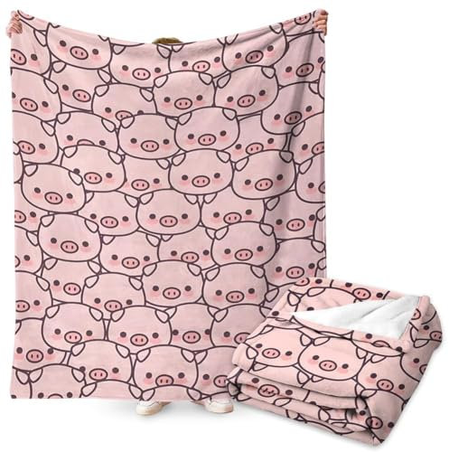 FYDZBSL Pig Manta para Niños,Cobija con Estampado de Dibujos Animados Habitación Mantas de Dibujos Animados Manta Cartoon Suave y Cálida para Niños y Niñas como Regalo 100X150CM