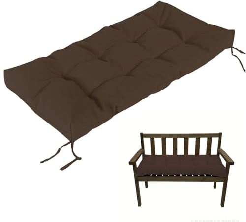 AmphaDeco 8Cm Dick Bankauflage Outdoor, Weich Sitzkissen Sitzbankkissen Für Den Außenbereich, rutschfeste Bankkissen Wasserfest Polster Auflagen, Sitzauflage Bank Kissen Für Gartenbank,Kaffee,80x60cm