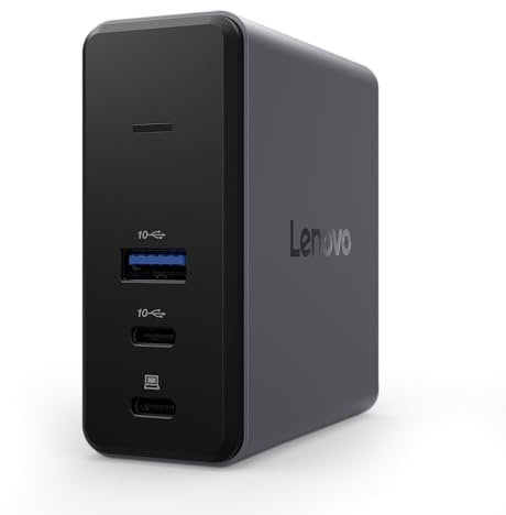 Lenovo GaN Charging Dock, Multiport Docking Station w/ 60W PD, HDMI, USB-C, USB-A, Micro SD, Power Adapter & Dock in One, Compact Design, Sustainable Materials, Home Office Gaming Dock Stand Console