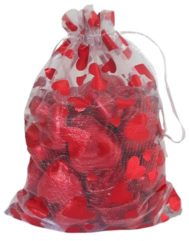 33 Schokoladen Herzen Aus Milchschokolade 252g im Kordelzugsäckchen | Geschenkset | Kleine Aufmerksamkeit | Herzensgeschenk | Romantisches Präsent | Geschenk für Partner/Partnerin