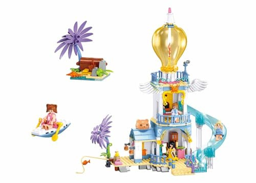 Sluban Girls Dream Themenpark Spielset, 404 Teile, Leuchtturm mit Wasserrutsche, 34 cm, 6-12 Jahre, M38-B1174