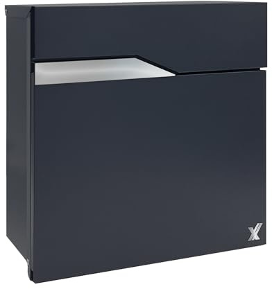 ALUBOX NETTUNO Buzón de Exterior Moderno con Compartimento XL para Paquetes de Pequeño y Mediano Tamaño 37x37x11 CM Buzón de Correos con Portanombre para Regalar (ANTRACITA)