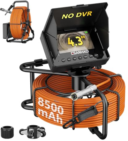 ESANHAO 4,3 IPS Rohrkamera, DVR & Audiorecorder Kanalkamera mit Licht, HD Inspektionskamera mit 5mm Kabel & Meter-Markierung, 12 LEDs HD Endoskopkamera mit 8500mAh Akku, 32 GB TF-Karte (30M NO DVR)