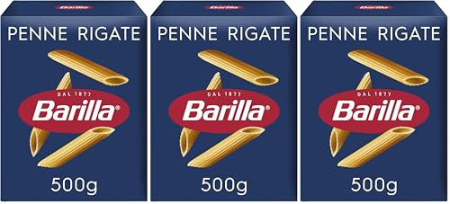 Barilla Penne Rigate – Authentic Italian Pasta Made with Durum Wheat – Classic Short Shape Pasta - For Pasta Bakes - Single Pack of 3 x 500g