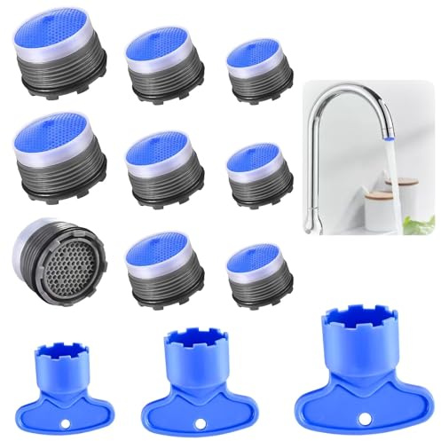 12 Pack Faucet Aerator with 3 Wrenches, Universal M16.5/M18.5/M21.5 Water Saver Tap Filter Replacement