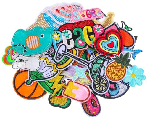 36 Stück Patches Zum Aufnähen, Aufnäher Kinder zum Aufbügeln, Iron On Patches, Flicken Aufbügeln, Eine Große Vielfalt An Stilen, für DIY Rucksäcke, Hosen, Kleidung, Jeans, Jacken Hüte