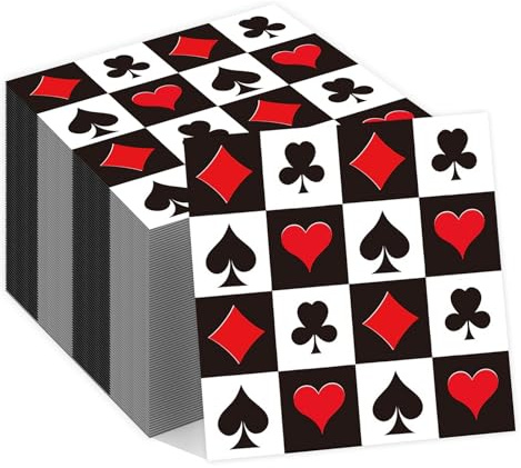 Tourima Casino Royale Servietten 20PCS, Casino Party & Las Vegas Deko für Pokerkoffer, Roulette Spiel Casino Set, Poker Deko Spielkarten, Poker Tisch Zubehör & Poker Chips Set Party Spiele