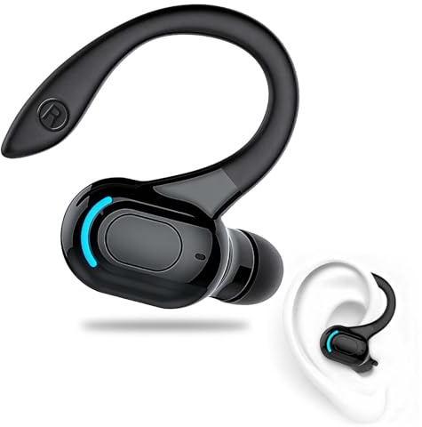 Bluetooth Headset mit Mikrofon V5.2 In-Ear Einzel Ohrhörer, 360° Ohrbügel | Freisprechen, mit klarer Sprachqualität & Geräuschreduktion, für i Phone Android Laptop Büro & Auto