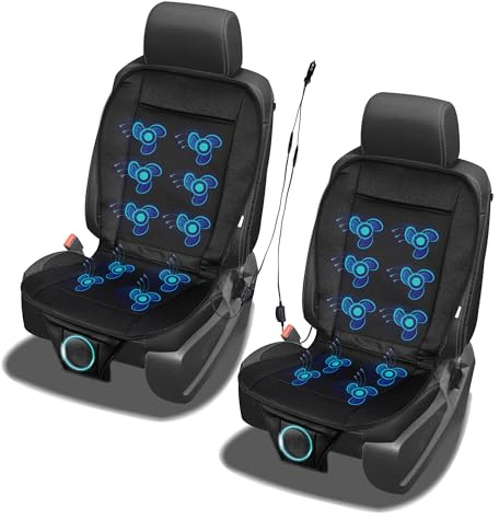 Cooling Car Seat Cover, 12V Car Seat Cooling Pad Adjustable Temperature, Breathable Sweat Protector Cooling Seat Cushion, Cooling Car Seat Covers for Summer 2-Pack Integrated Cigarette Lighter
