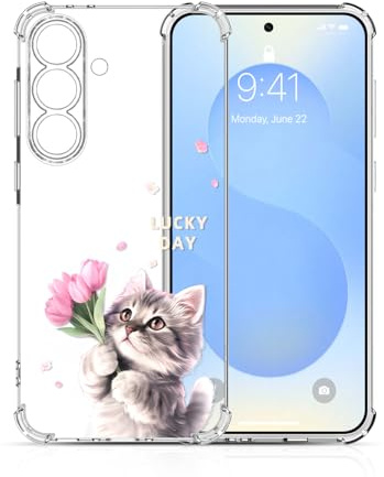 Xkladz Transparente Hülle für Samsung Galaxy S26 5G, Handyhülle Klare Stoßfeste Weiches TPU Silikon Case Soft Schutzhülle mit Motiv für Mädchen Jungen Dünn Slim Cute Cover, Niedliche Katze