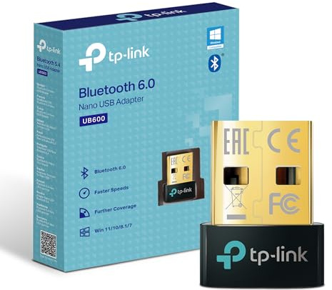 TP-Link UB600 Bluetooth 6.0 USB Adapter for PC, Nano Bluetooth Dongle | Plug & Play, Windows 11/10/8.1/7, Broader Coverage, BLE, Controller, Headset, Mouse, Keyboard