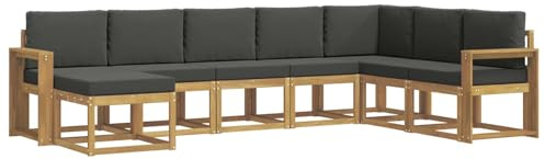 vidaXL Outdoor-Sofagarnitur mit Kissen 8 pcs Weiß und Anthrazit, Moderner Garten Sofa, wetterfeste Eckcouch, Möbel zum Entspannen auf Terrasse, Patio Lounge und Komfortset