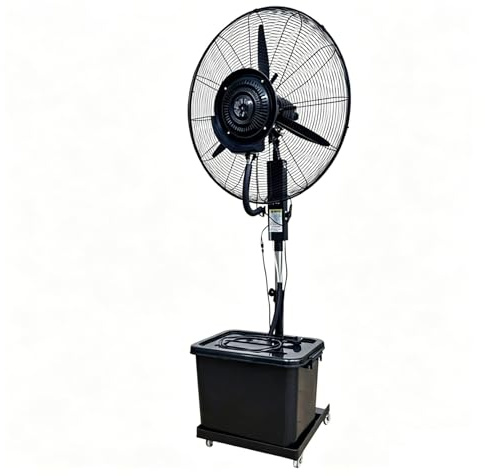 Lsoiup 42L Ventilatore a Nebbia Industriale – 3 Velocità Regolabili, Oscillazione 90°, Altezza Ajustabile 160-200cm, Raffreddatore per Esterno/Interno, Terrazza, Garage, Serra(⌀81cm)
