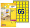 Avery L7651Y-25 Mini-Neon-Etiketten (für Laserdrucker, 65 pro Blatt, 38,1 x 21,2 mm) 1652 Etiketten neongelb