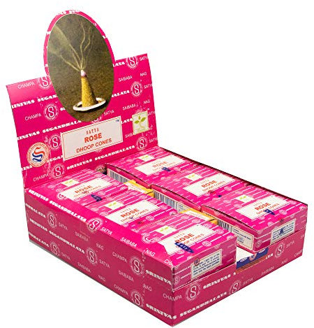 Satya Nag Champa Lot de 12 boîtes de 20 cônes d'encens Rose