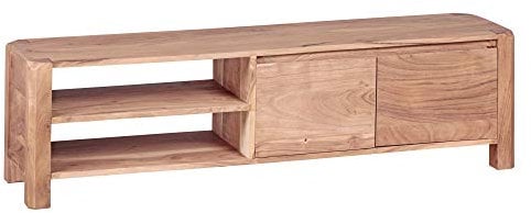 FineBuy Lowboard Massivholz Kommode 140 cm TV-Board Ablage-Fächer Landhaus-Stil Unterschrank 40 cm TV-Möbel