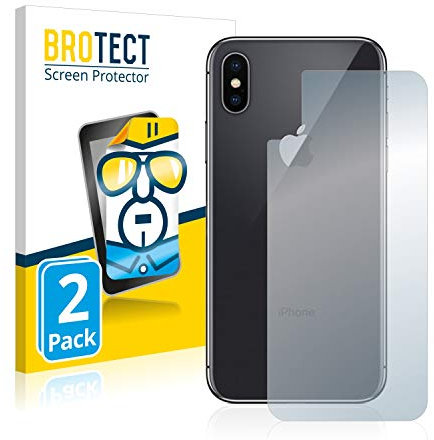 BROTECT (2 Stück Schutzfolie für Apple iPhone X/Xs (Rückseite) Displayschutz Folie Made in Germany, Ultra-Klar