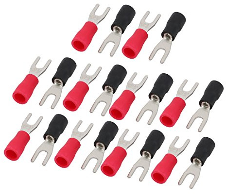 sourcingmap 10 Pairs AWG 22-16 Crimp Terminals Pre-insulated Wire Connector Spade Black Red