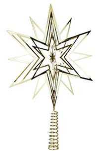 Riffelmacher 17858 - Baumspitze Stern aus Metall, 1 Stück, Größe 33 cm, glänzende Christbaumspitze in Gold, Dekoration, Christbaum, Heilig Abend, Weihnachten, Baumschmuck, Weihnachtsbaum