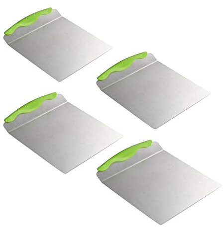 Relaxdays Set of 4 Stainless Steel Cake Lifters, Square Tray, XL Baking Peel with Handle, W x D: 20 x 24 cm, Silver