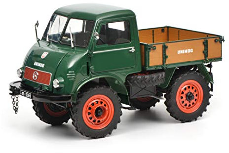 Schuco 450016700 450016700-Mercedes Benz Unimog 401, Modellauto, 1:18, grün Modellfahrzeug