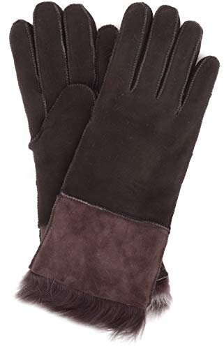 Guanti invernali da donna, in vera pelle di pecora, comodi e freddi, con pelliccia di pecora Toscana Marrone Small
