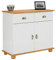 IDIMEX Buffet Salle à Manger Colmar en Bois L 94 cm avec 2 Portes battantes et 2 tiroirs spacieux, poignées Coquille, Meuble de Rangement, Structure Robuste et Finition élégante, Blanc et Brun