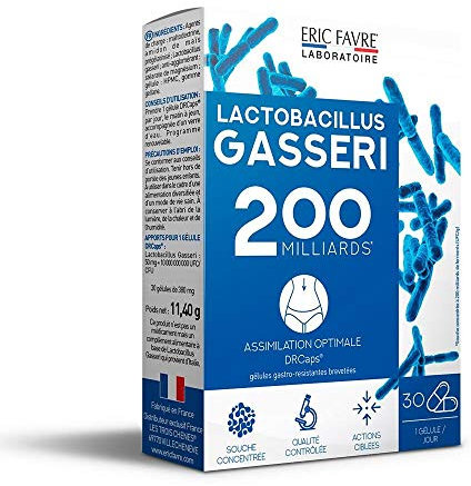 LACTOBACILLUS GASSERI - Naturel 200 Milliards de Ferment - Hautement Dosé - L. Gasseri - Complexe Vivant - Gélules Végétales Gastro-Résistantes - Programme 30J - Eric Favre