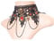 Juland Gotisch Choker Halskette Halsband Ketten Victorian Steampunk Retro Zahnräder Zahnrad Schädel für Halloween Ostern Lolita Spitze Roter Strass –Y267