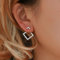Yienate Boho Ohrringe mit einfachen geometrischen hohlen Diamanten, quadratische Ohrstecker für Frauen und Mädchen, one sizs, Metall
