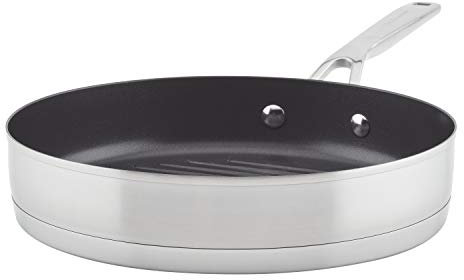KitchenAid 71012 Poêle grill ronde en acier inoxydable brossé 3 plis