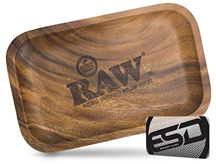 RAW Bandeja de madera para liar | Tamaño – Pequeño | Madera resistente diseñada en bruto con esquinas curvadas – Sin arrugas.