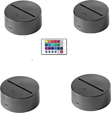 3D LED Nachtlicht mit Fernbedienung USB Kabel 3D Illusion Lampe 16 Farben Dekoration Lampe Lichter Dimmbar für Schlafzimmer Kinderzimmer Wohnzimmer Bar Shop Café (4 Stück)
