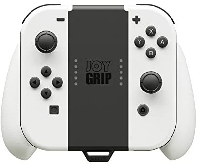 Skull & Co. JoyGrip for Nintendo Switch and Switch OLED Joy-Con Controller: Rechargeable Handheld Joystick Remote Control Holder with Interchangeable Grips - OLED White