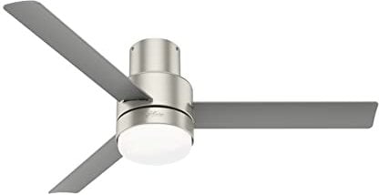 HUNTER FAN Deckenpropeller Gilmour 132 cm für den Innen- und Außenbereich, mit Beleuchtung und Fernbedienung, 3 Flügeln in mattem Silberton, optimal für Sommer und Winter, Modell 50939