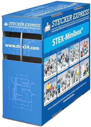 136469 Stex24 Schrumpfschlauch 3:1, Minibox mit 16,9m, transparent 1,5/0,5mm, 1/16 Zoll, WSB3 Schrumpftemperatur mind. 95°C, vollständig bei mind. 105°C - 1 Stück