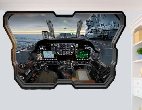 KRIEG KAMPFJET COCKPIT WANDAUFKLEBER 3D KUNST POSTER ZIMMER DEKOR AUFKLEBER WANDBILD