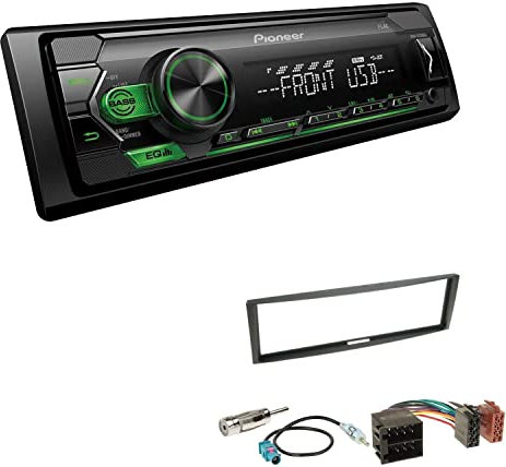 Pioneer MVH-S120UBG 1-DIN Autoradio mit grüner Beleuchtung und USB kompatibel mit Android-Smartphones inkl. Einbauset passend für Renault Clio III 2005-2012 schwarz